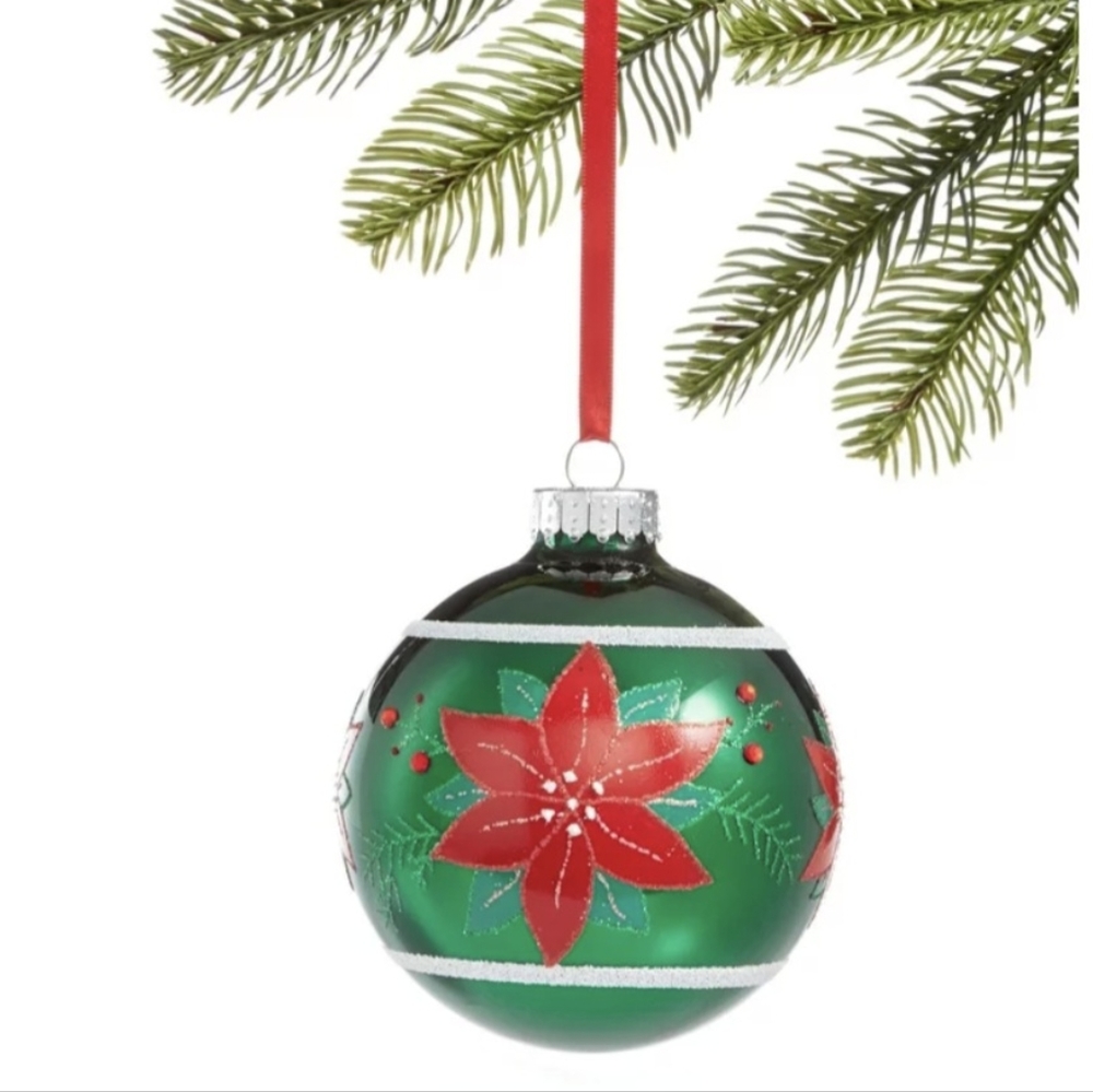 2020 NWT GLASS POINSETTIA ORNAMENTS SET OF 4 BNWT Limited Edition RETIRED $120
